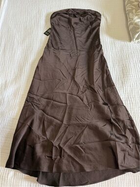 NWT Express Strapless Chocolate Brown Formal Silk Dress